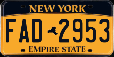 NY license plate FAD2953