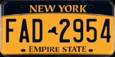 NY license plate FAD2954