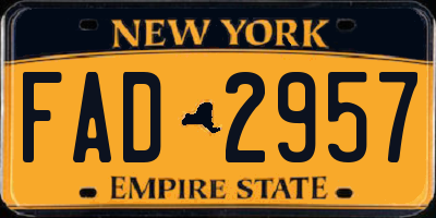 NY license plate FAD2957