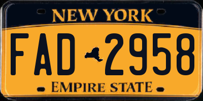 NY license plate FAD2958