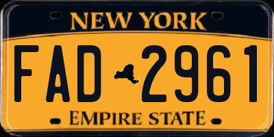 NY license plate FAD2961