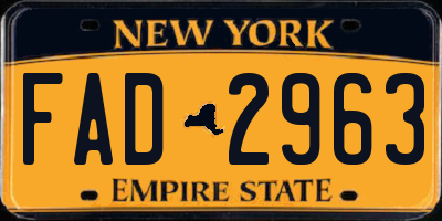 NY license plate FAD2963