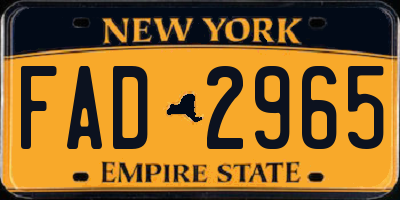 NY license plate FAD2965