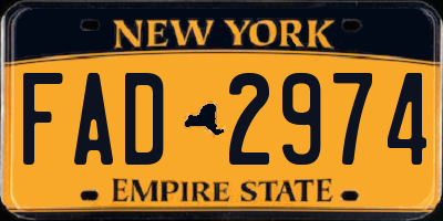 NY license plate FAD2974