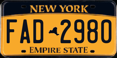 NY license plate FAD2980