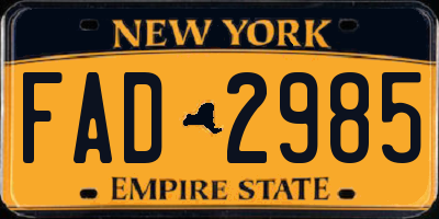 NY license plate FAD2985