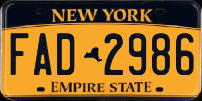 NY license plate FAD2986