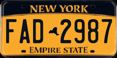 NY license plate FAD2987