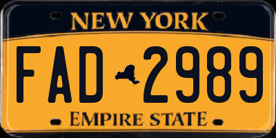 NY license plate FAD2989