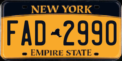 NY license plate FAD2990