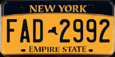 NY license plate FAD2992