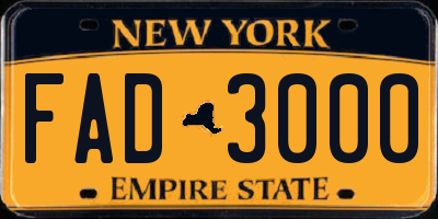 NY license plate FAD3000