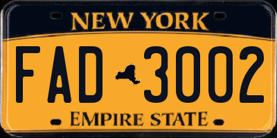 NY license plate FAD3002