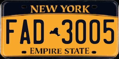 NY license plate FAD3005