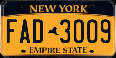 NY license plate FAD3009