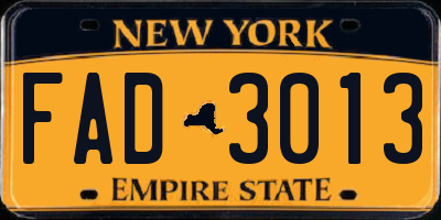 NY license plate FAD3013