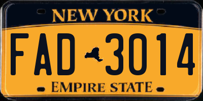 NY license plate FAD3014