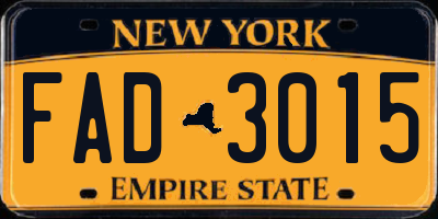 NY license plate FAD3015