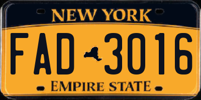NY license plate FAD3016