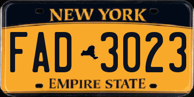 NY license plate FAD3023