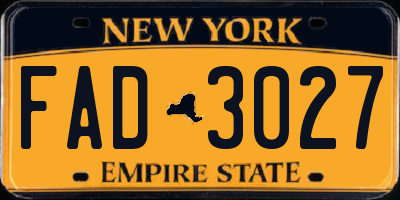 NY license plate FAD3027