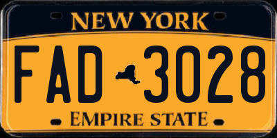 NY license plate FAD3028