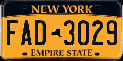 NY license plate FAD3029