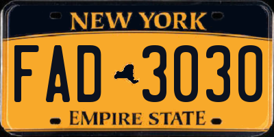 NY license plate FAD3030