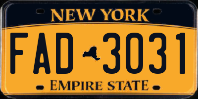 NY license plate FAD3031