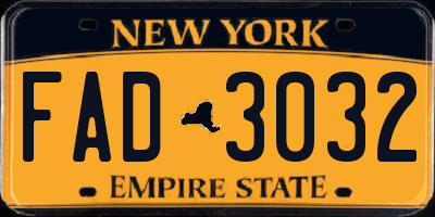 NY license plate FAD3032
