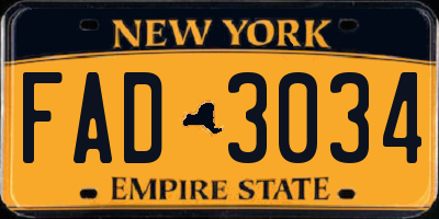 NY license plate FAD3034