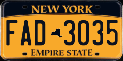 NY license plate FAD3035