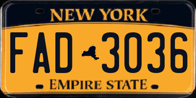 NY license plate FAD3036