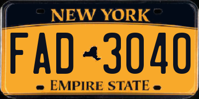 NY license plate FAD3040