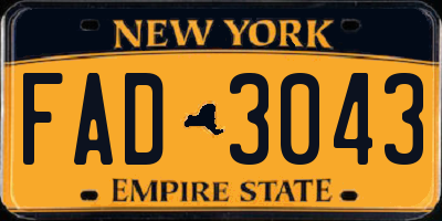 NY license plate FAD3043