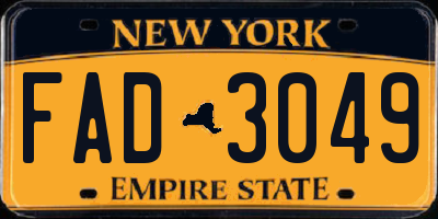 NY license plate FAD3049