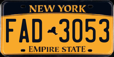 NY license plate FAD3053