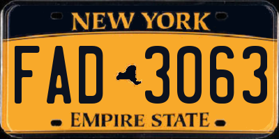 NY license plate FAD3063