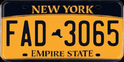 NY license plate FAD3065