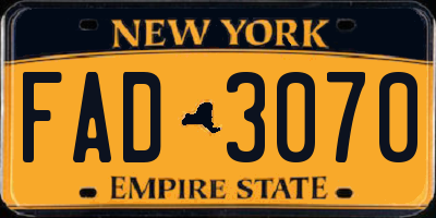 NY license plate FAD3070