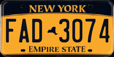 NY license plate FAD3074