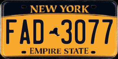 NY license plate FAD3077