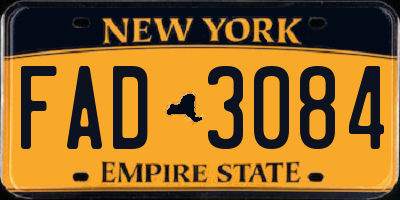 NY license plate FAD3084