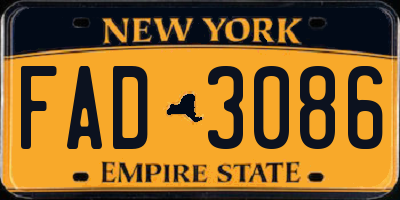 NY license plate FAD3086