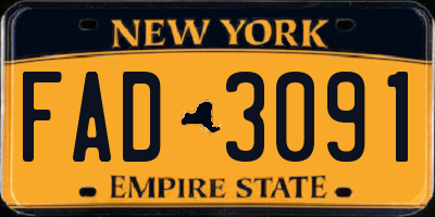 NY license plate FAD3091