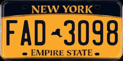 NY license plate FAD3098