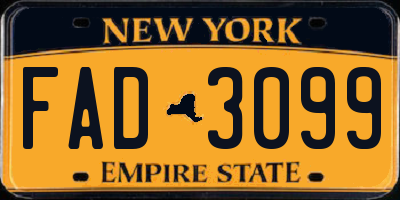 NY license plate FAD3099