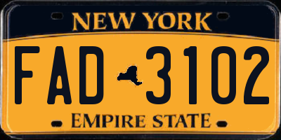 NY license plate FAD3102