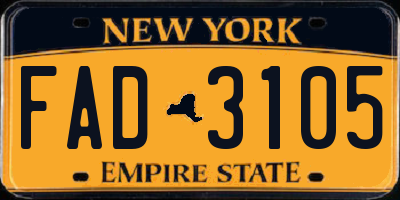 NY license plate FAD3105