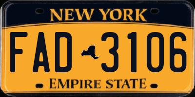 NY license plate FAD3106